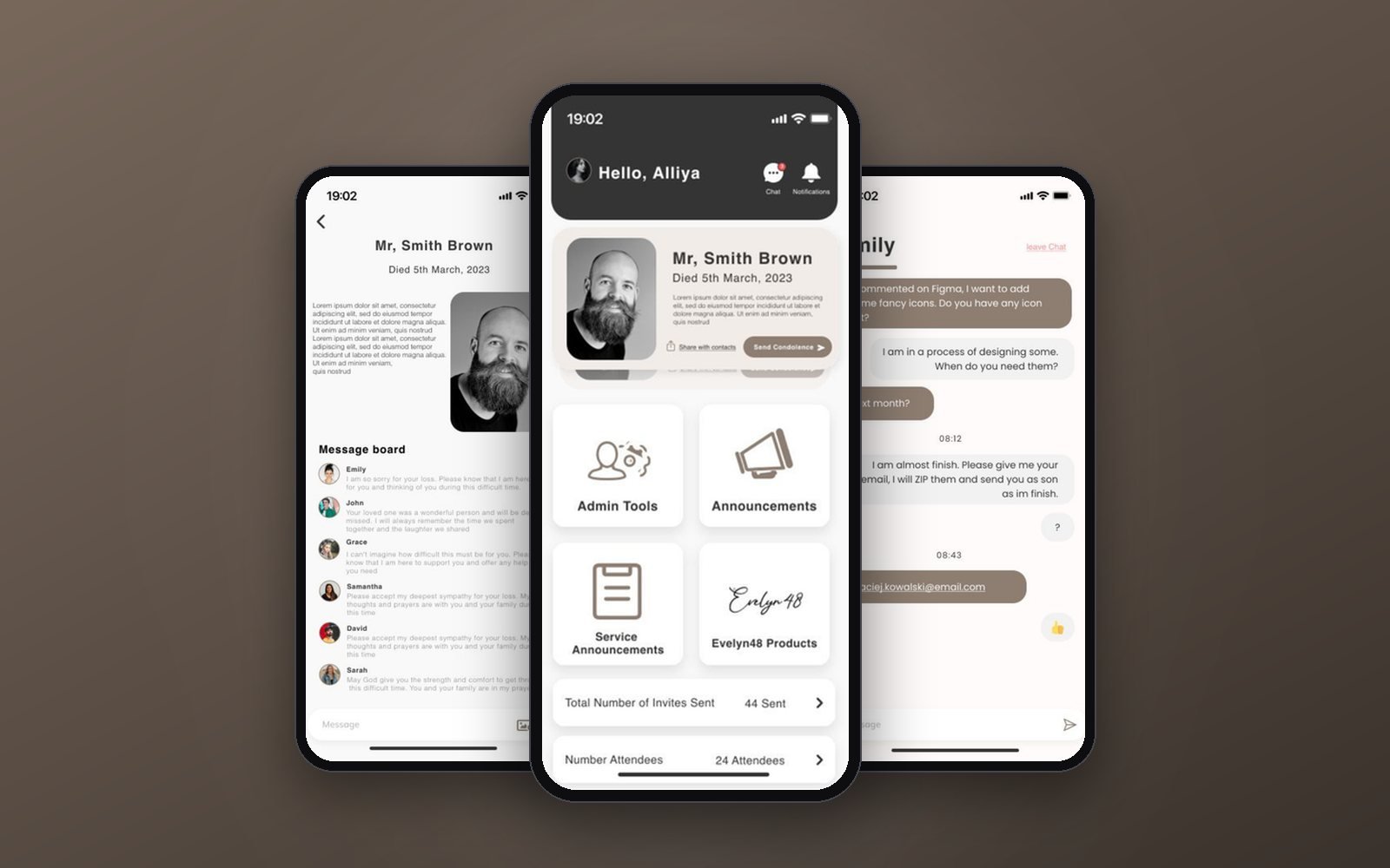 Evelyn48 app screens
