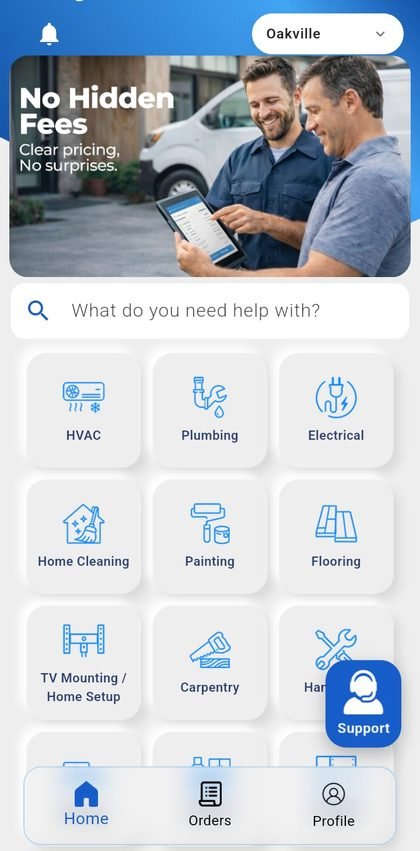 Fixonto customer app screen 1