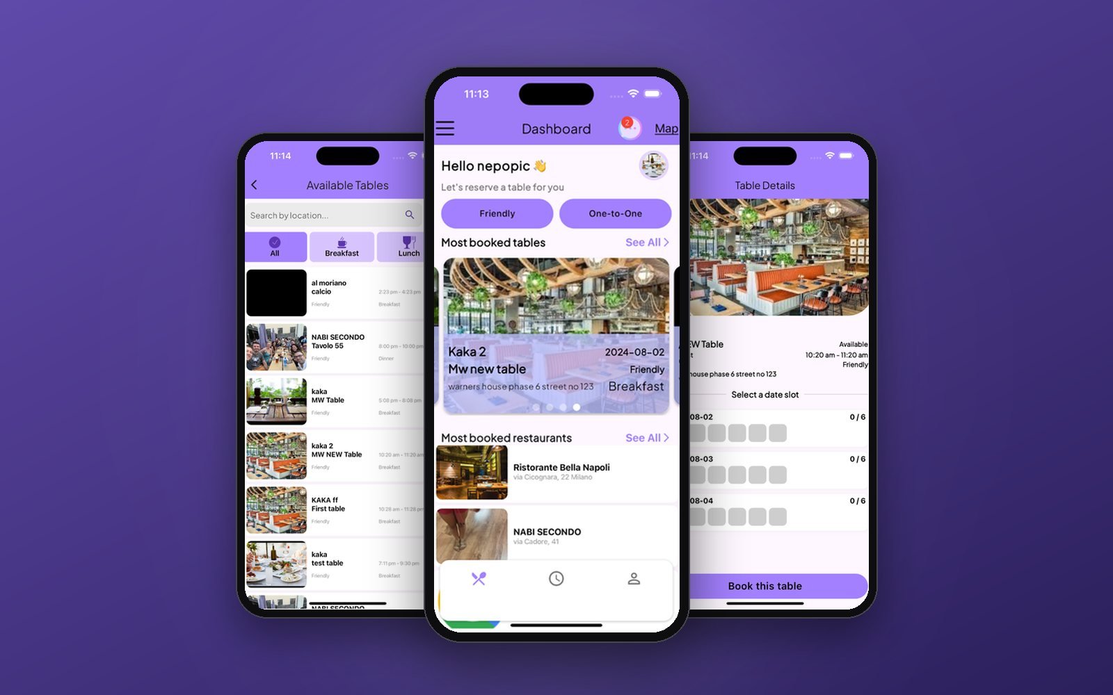 SocialEat app screens